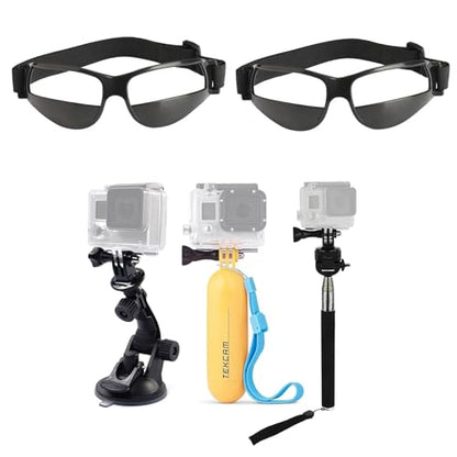 TEKCAM Basketball Goggles for Youth Teenagers Men Women (No Lens in Goggles), Selfie Stick Suction Cup Mount Floating Handle Grip Compatible with Gopro Hero 13 12 11 10 9 8/AKASO EK7000
