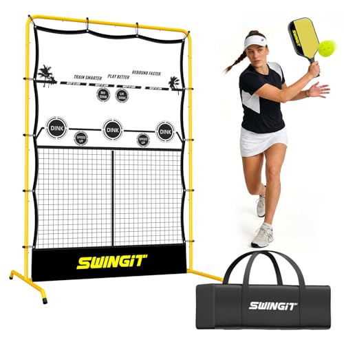 Pickleball Rebounder Practice Net with 6FT Small Mini Pickleball Net Set - Portable Solo Training System for Forehands, Dinks & Volleys, Indoor Outdoor Backyard - color: Yellow&Black, size: 4x6ft