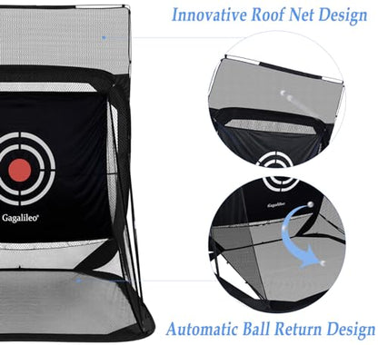 Gagalileo Pop Up Golf Net: Drving Practice Cage with Target Portable Backyard Garage Training Chipping Swing Gift for Golfers Men Beginners Professional