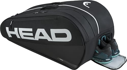 HEAD Tour Racquet Bag L (9R) Tennis Bag - Holds Up to 9 Racquets, CCT+ Climate Control Technology, 2 Main Compartments, Shoe Pocket & Backpack Carry System - color: Black