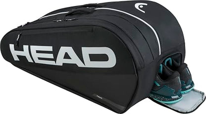 HEAD Tour Racquet Bag L (9R) Tennis Bag - Holds Up to 9 Racquets, CCT+ Climate Control Technology, 2 Main Compartments, Shoe Pocket & Backpack Carry System - color: Black
