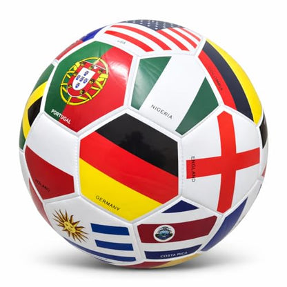 Elite Edition Soccer Ball - Training Soccer Ball – Durable TPU Outdoor Ball – Country Design (USA, Argentina, Brasil, Mexico, Portugal & More) - size: 2, style: COUNTRY FLAG BALL