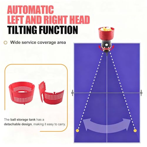 Ping Pong Training Machine, Table Tennis Robot with 90-Ball Capacity – Adjustable Speed 15m/s & Frequency 30 Balls/Min, Lightweight Portable Trainer