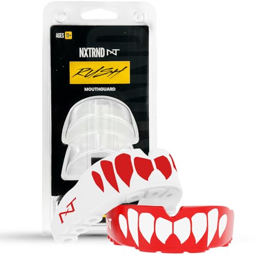 2 Pack Nxtrnd Rush Dual Layer Mouthguard, Custom Fit Sports Mouthpiece for Football, Boxing, MMA, Basketball, Hockey, Lacrosse, Youth & Adult (Red) - color: Red