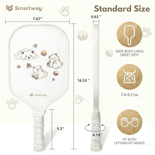 Smartway USAPA Approved Pickleball Paddles Set - Included 2 Lightweight & Slip Resistant Fiberglass Pickle Ball Rackets + 4 Balls + 1 Portable Carry Bag, Pickle Ball Set for Men Women Beginners