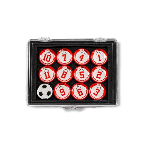 SCOPRO Soccer Coaching Magnets, Numbered Magnetic Player Markers for Soccer Coaching Board and Dry Erase Board Training, White/Red - color: White/Red, size: 1 Set