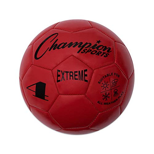 Champion Sports Extreme Series Soccer Ball – Sizes 3, 4, 5, Soft Touch, All Weather, High Air Retention, Youth & Adult League Balls for Training, Games, Outdoor & Indoor Play, Multiple Colors - color: Red, size: Size 4