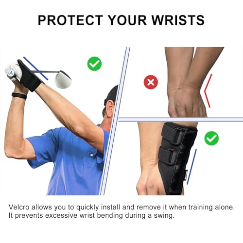 Golf Training Kit with Arm Band & Wrist Strap, Golf Swing Training Aid to Correct Wrist Angle and Develop Muscle Memory for Beginner Golfers