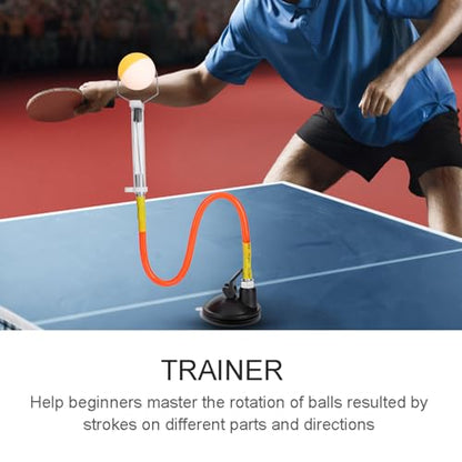WW PVC Adjustable Table Tennis Ball Sucker Trainer, Pong Ball Training Machine with Strong Suction Base, Elastic Steel Wire for Spin Practice, Ideal for Beginners and