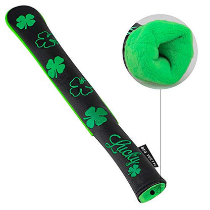 Big Teeth Golf Alignment Stick Covers Training Aid Case Holds 2 Sticks Lucky Clover Pattern - color: Black