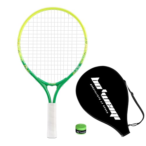 bo'weiqi 17"-25" Kids Tennis Racket for Aged 2-12 Lightweight Youth Tennis Racquet for Girls and Boys Outdoor/Indoor Sports with 1 Non-Slip Grip and 1 Shoulder Strap Bag Easy Carry - color: Green Yellow, size: 17"