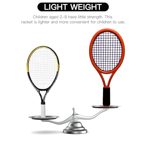 Kid Tennis Racket Set for Toddler,Children,Sponge Handle, includes 6 Badminton, 1 Tennis Ball, Bag and 2 Balls - Increase Children's Sports,Improve Tennis Skills - color: Grey Orange&Green