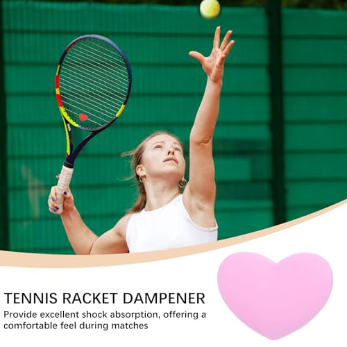 Tennis Racket Vibration Dampener Soft Silicone Racket Shock Absorber for Tennis Racquet String - Heart Shaped - color: Light Pink