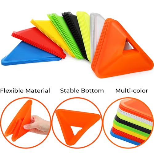 Tlence 48 Pack Soccer Cones for Training, Flexible Agility Disc Cones with Carry Bag and Strap, Mini Sports Practice Equipment for Football Basketball Drills (8 Colors)