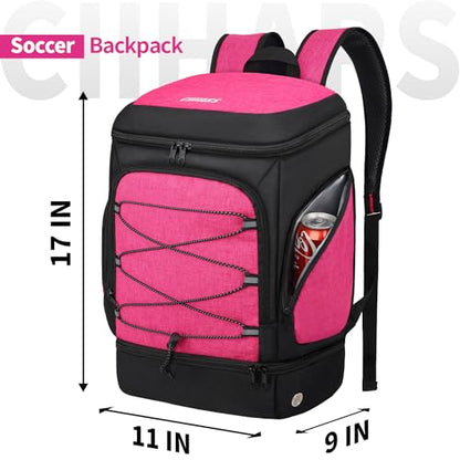 Soccer Bag - Soccer Backpack with Ball Holder,Sport Equipment Bags gifts for soccer stuff Water resistant Includes Separate Cleat Fit Basketball Volleyball Football - color: pink