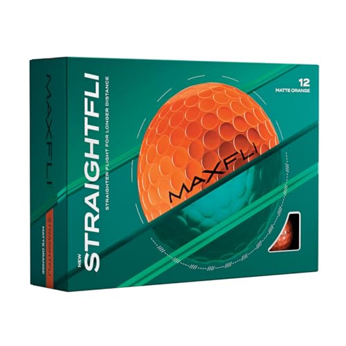 Maxfli StraightFli Golf Balls – Matte Orange (1 Pack of 12 Balls) | Low Spin Distance for Straighter Shots | Soft Feel, Durable Ionomer Cover | Ideal for Beginners & Recreational Golfers