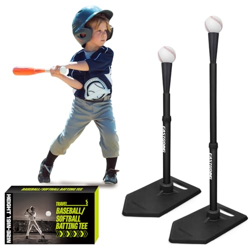 Baseball Tee for Kids, Adjustable 19"-32" Height Telescopic Molded Rubber Tee, Batting Tee,Youth Hitting Tee, Softball Tee for Any Age Player Baseball Practice