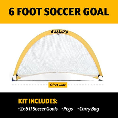 PUGG Pop Up Soccer Goal, Portable Training Football Knitted Poly Net Equipment, The Original Pickup Game Goal, Includes Two Goals & Bag - size: 6 Foot