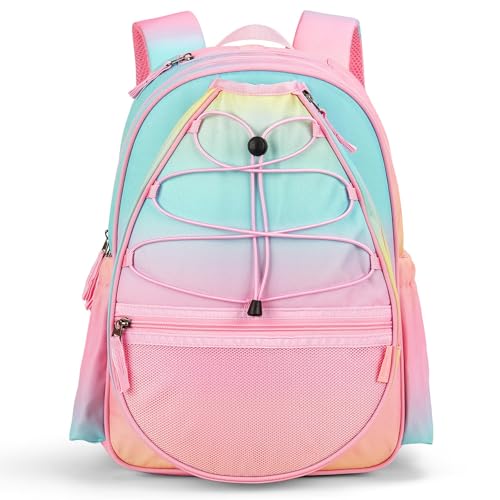 Choco Mocha Kids Tennis Bag, 16 Inch Youth & Junior Tennis Backpack with Shoe Compartment, Holds 2 Rackets (21–23 Inch) - color: Pink Candy