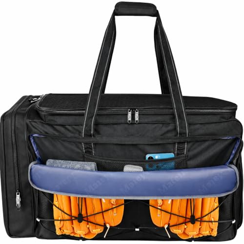 MATEIN Extra Large Catchers Gear Bag, 90 L Baseball Bag with Vented Shoes Compartment and Bat Holder for Baseball Equipment, Softball Duffle Fits Batting Mitten, Tball Gear, Helmet for Adult Men
