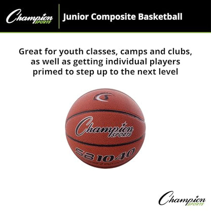Champion Sports Composite Basketball – Indoor/Outdoor Play – Official, Intermediate & Junior Sizes – Durable Grip & Air Retention - style: Junior, Size 5 (27.5")