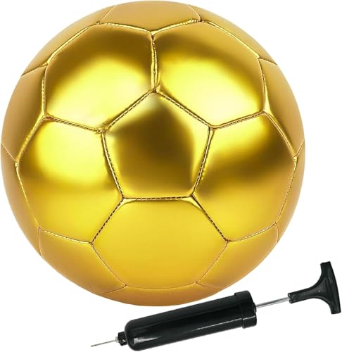 Soccer Ball Size 3 4 5 DIY Craft Boys Girls Adults Birthday Gift with Pump Needle Training Practice - color: Yellow Golden, style: Size 4