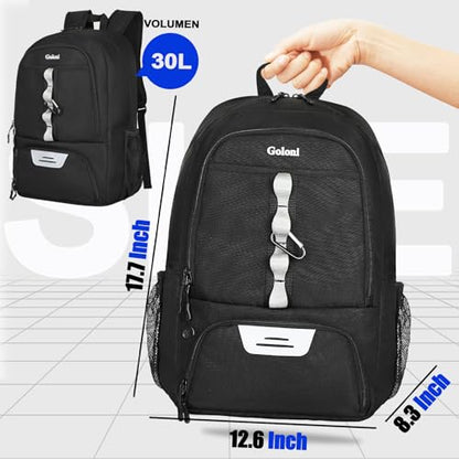Goloni Youth Soccer Bag,Basketball Bag with Ball Compartment & Shoe Compartment,Backpack for Football Volleyball Basketball - color: Black