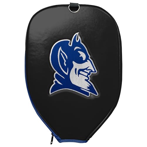 Officially Licensed Collegiate Pickleball Paddle Cover - Lightweight PU Leather Material - Durable Foam Interior Protection with Zippered Closure - Fits Most Paddles on the Market - color: Duke Blue Devils