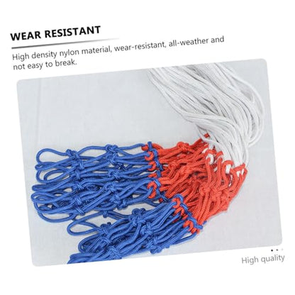 Tricolor Nylon Basketball Net Replacement 4pcs Portable Sturdy Outdoor Basketball Mesh for Competition and Backyard Hoop Use