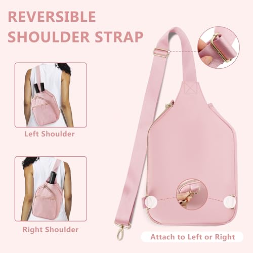 Women's Pickleball Bag - Sling Paddle Bag with Patent Design - color: Pink