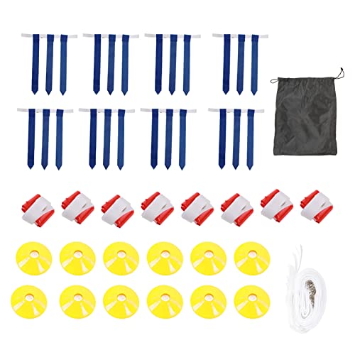 Flag Football Belt Set - 14 Adjustable Nylon Belts 42 Detachable PVC Flags 12 Training Cones for Team Sports - color: Red+blue