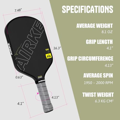 Pickleball Paddles - T700 Carbon Fiber Paddle with Honeycomb Core Pickleball Rackets - Lightweight Precision & Enhanced Shock - color: Yellow