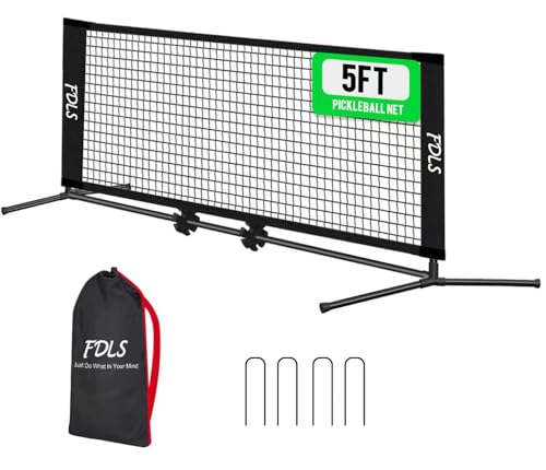 FDLS Portable Small Pickleball Net for Driveway Backyard,with Carry Bag for Indoor Outdoor, for All Levels, Easy Set up - style: 5FT Black