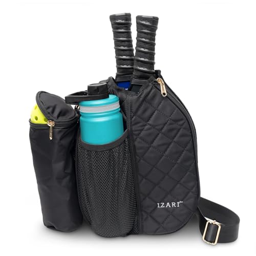 IZARI Designer Pickleball Bag For Women With Fence Hook | Original Stylish Quilted Sports Bag for Pickle Ball with Ball Bag - size: Small