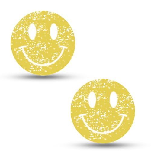 Tennis Racket Dampener - Glitter Smiley Face Designs - Vibration & Noise-Reducing Tennis Shock Absorber for Racquets - Secure, Easy-Install Accessories for Players of All Levels - style: Yellow
