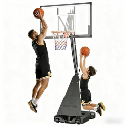 Basketball Hoop Outdoor 44 Inch Shatterproof PC Backboard, 18" Rim, Portable Basketball Goal with Crank Adjustment & Wheels, for Teens & Adults to Enjoy Comfortable Indoor & Outdoor Basketball