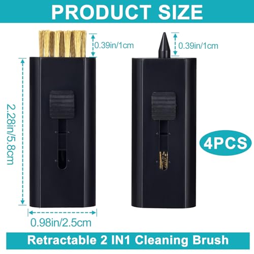 PAGOW 4 Pack Retractable Golf Club Cleaner Brush, Portable Double-Sided Golf Club Brush Groove Cleaner-Multicolor - color: Black