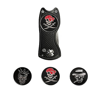 Golf Ball Marker Divot Tool Sets Switchable Divot Repair Tools (one Divot with Four Ball Markers)