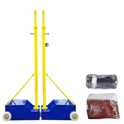 Volleyball/Badminton Posts with Net, Badminton Net Frame with Wheels and Stable Base, Sturdy Base for Indoor/Outdoor Use, Adults, Children