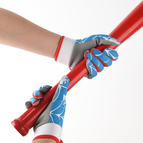 Youth Baseball & Softball Batting Gloves for Kids with Super Grip Fit - color: Spider Blue, size: Youth XS/S(5.5in-6in)
