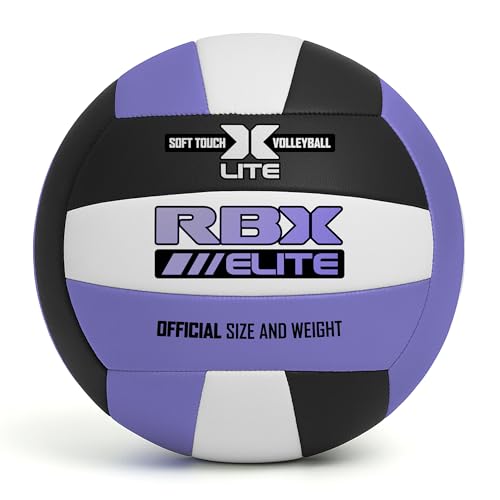 RBX Elite Performance Volleyball, Official Size 5, Soft Touch Cover, All Weather, Indoor/Outdoor - color: Violet/Black