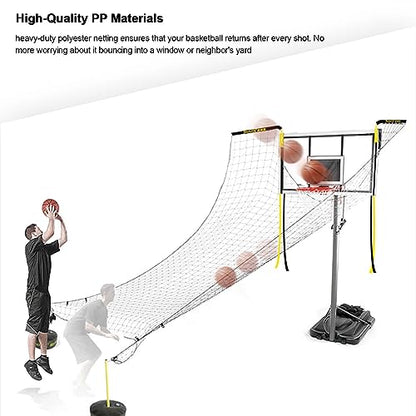 Basketball Hoop Returner Return Attachment Shot NET 4.8mX4.8m Polyester Net Shooting Practice Aid with and - Support