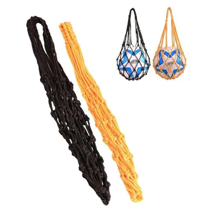 Abaodam 2Pcs Sports Ball Mesh Bag with Drawstring Adjustable Rope Straps Mesh Net Bag for Basketball Soccer Volleyball 22.44X9.84X9.84 Inches Carrying Pouch for Outdoor Team Sports