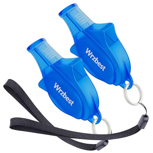Sports Referee Coach Whistle,Bulk Pealess Plastic Whistles with Rubber Teeth Protector and Lanyard