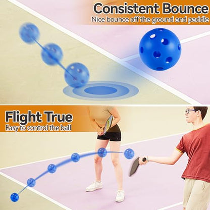 Indoor Pickleball Balls - 4/6 Pack 26 Holes - USAPA Standard - High Resilience & Durability Blue Balls