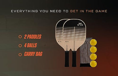 Orca Pickleball Paddles, Sports Series Wood Pickleball Paddle Sets, Pickleball Paddles Starter Set with Pickleballs and Accessories - style: Alto (2 Player Set)