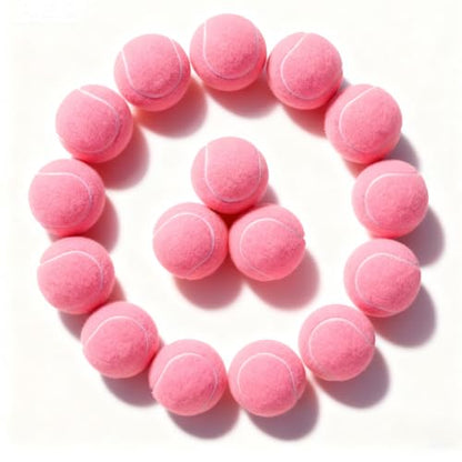 PoyPet 16-Pack Tennis Balls Bulk for Practice,Training and Beginners | Ideal for Dog Fetch,Chew and Play - color: Pink