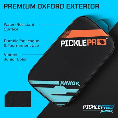 PicklePro Junior Pickleball Bag – Lightweight Pickleball Paddle Bag for Kids & Youth, Durable Oxford Cloth Paddle Case, Compact - Holds Up to 3 Paddles
