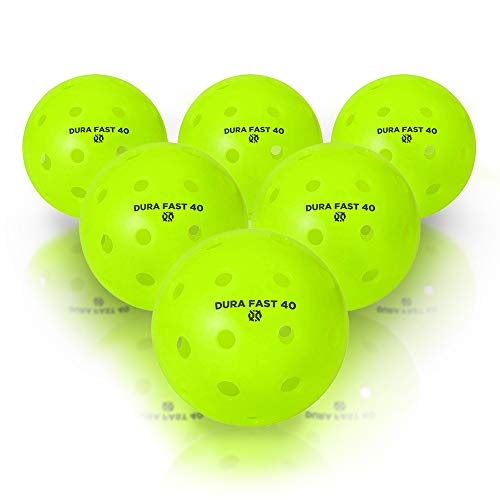 Dura Fast 40 Pickleballs | Outdoor Pickleball Balls Neon or Yellow USAPA Approved and Sanctioned for Tournament Play, Professional Perfomance… (Neon, 6 Pack)