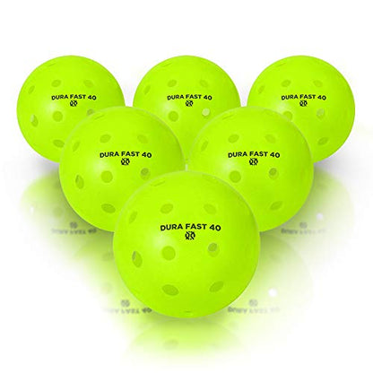 Dura Fast 40 Pickleballs | Outdoor Pickleball Balls Neon or Yellow USAPA Approved and Sanctioned for Tournament Play, Professional Perfomance… (Neon, 6 Pack)